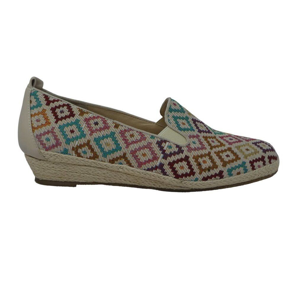 David Tate Sangria Woven Jute Geometric Print Espadrille Loafers Womens 9 - Picture 2 of 13